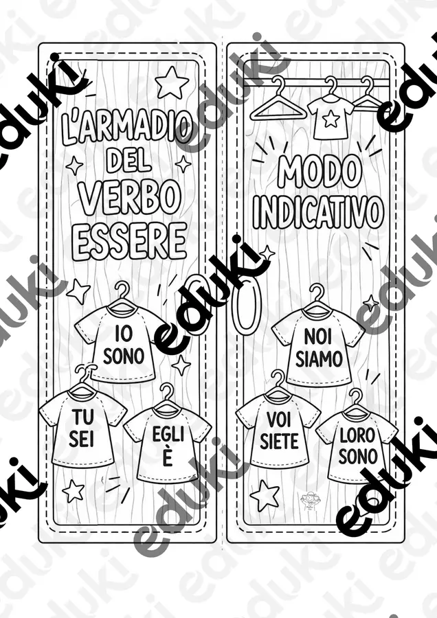 L'ARMADIO DEL VERBO ESSERE Esercizi - L'ARMADIO DEL VERBO ESSERE - Maestra Elvi - Pagina di copertina