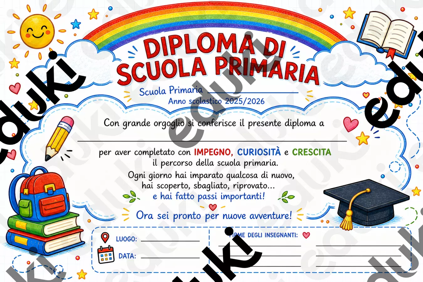 Modello diploma scuola primaria Altro tipo di materiale - Modello diploma scuola primaria - Rimaestra - Pagina di copertina