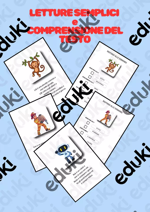 LETTURE SEMPLICI E COMPRENSIONE DEL TESTO Esercizi - LETTURE SEMPLICI E COMPRENSIONE DEL TESTO - Colorando - Pagina di copertina