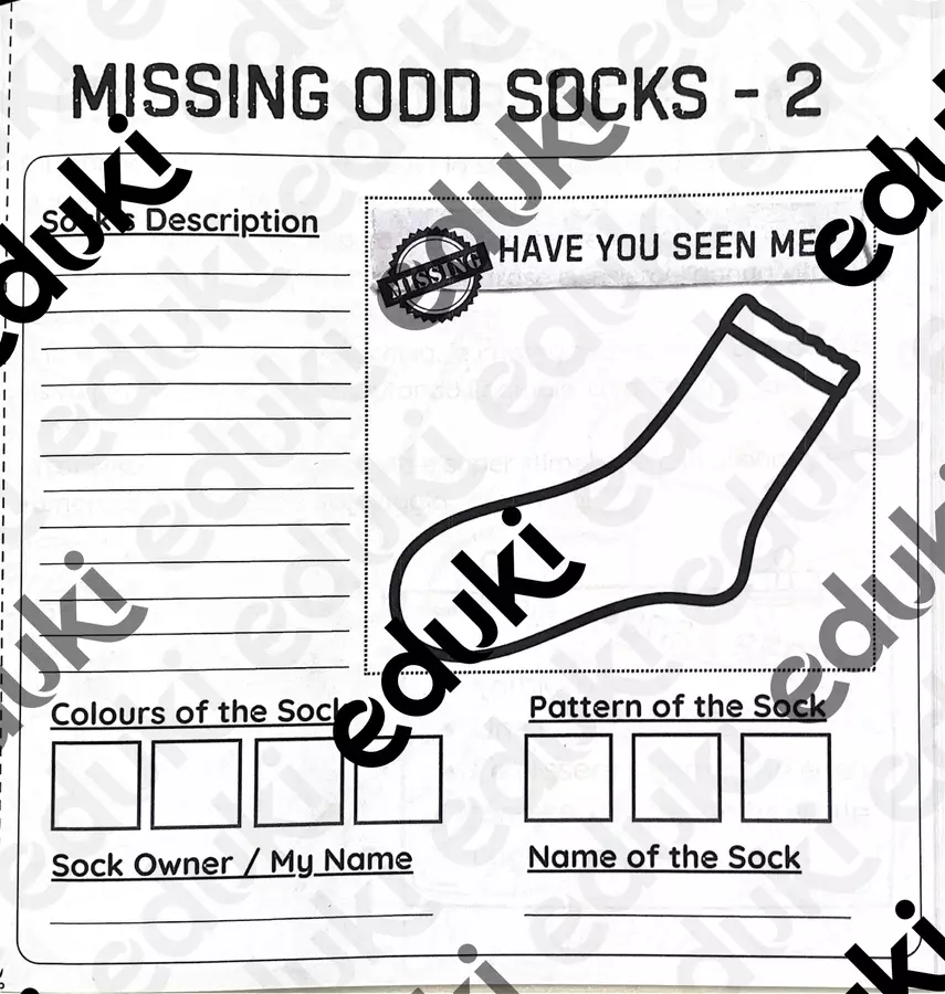 MISSING ODD SOCKS - 2 Altro tipo di materiale - MISSING ODD SOCKS - 2 - TEACHERMARIKA - Pagina di copertina