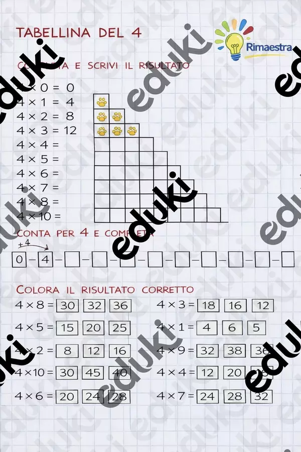 Esercizi con le tabelline del 4-5-6 Esercizi - Esercizi con le tabelline del 4-5-6 - Rimaestra - Pagina di copertina