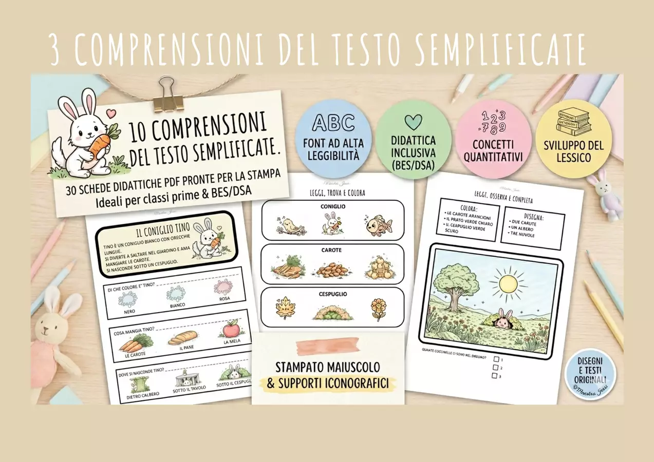 COMPRENSIONI DEL TESTO SEMPLIFICATE Esercizi - COMPRENSIONI DEL TESTO SEMPLIFICATE - Maestra Jessi - Pagina di copertina