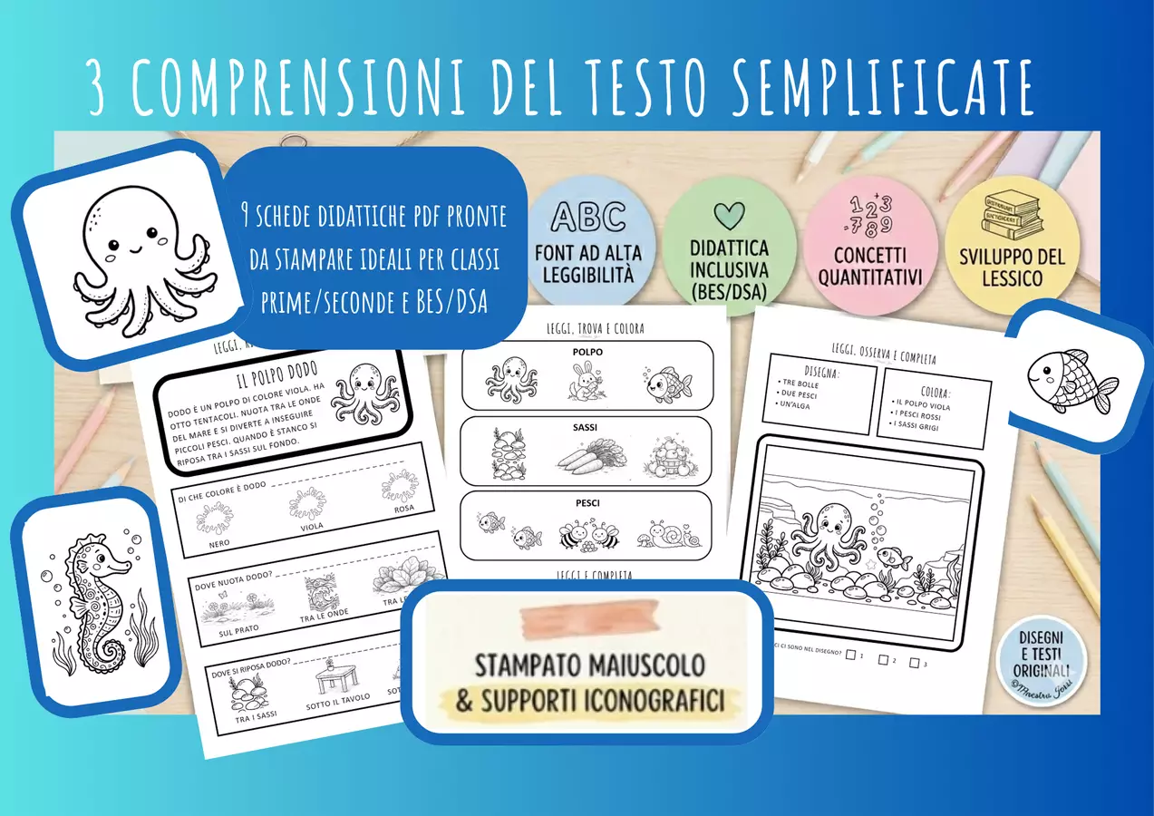 COMPRENSIONI DEL TESTO SEMPLIFICATE variante estate Altro tipo di materiale - COMPRENSIONI DEL TESTO SEMPLIFICATE variante estate - Maestra Jessi - Pagina di copertina