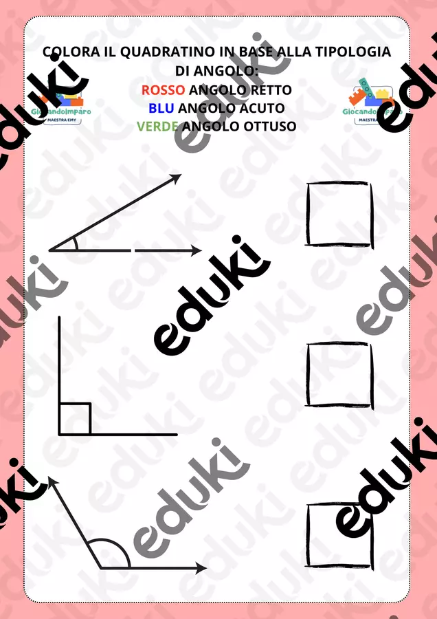 GLI ANGOLI RETTO - ACUTO- OTTUSO Esercizi - GLI ANGOLI RETTO - ACUTO- OTTUSO - GIOCANDOIMPAROMAESTRAEMY - Pagina di copertina