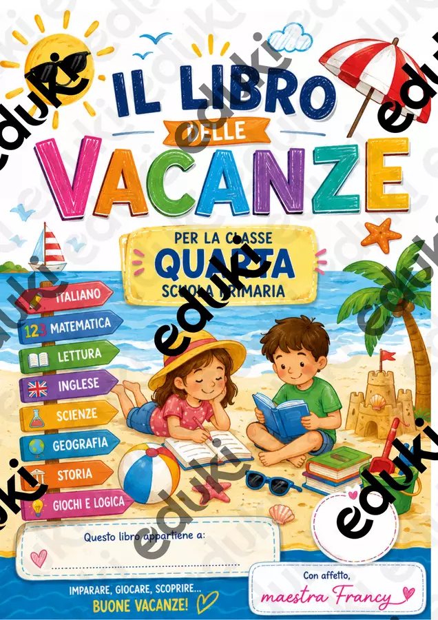Libro Vacanze Classe Quarta Primaria Materiale di supporto/inclusione - Libro Vacanze Classe Quarta Primaria - Teacher Fra Bonny - Pagina di copertina