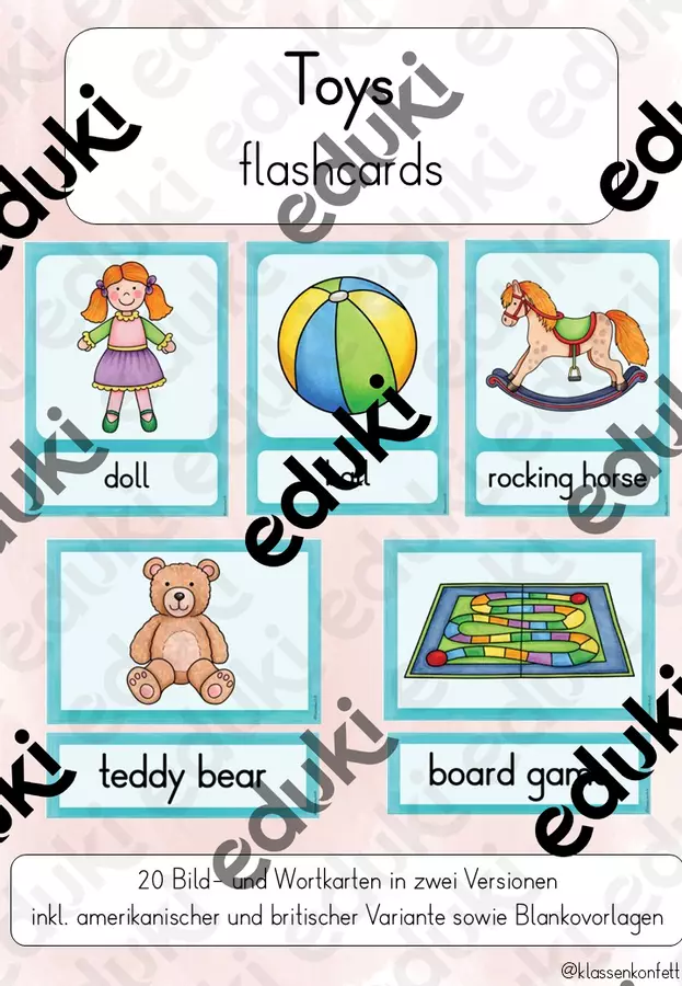 Toys Flashcards & Bildkarten Englisch I Toy Vocabulary Cards I ESL/EFL Unterrichtsmaterial im Fach Englisch Toys Flashcards & Bildkarten Englisch I Toy Vocabulary Cards I ESL/EFL Unterrichtsmaterial im Fach Englisch