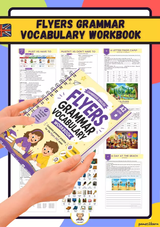 Flyers Grammar Workbook – Complete A2 Practice for Young Learners Esercizi - Flyers Grammar Workbook – Complete A2 Practice for Young Learners - games2learn - Pagina di copertina