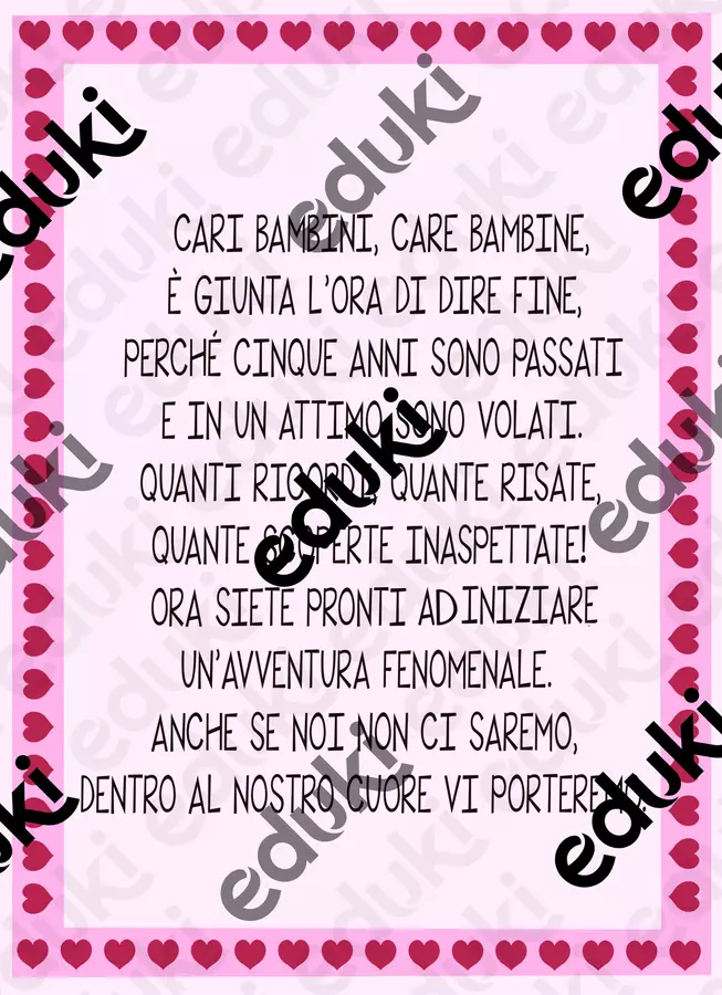 Lettera fine anno per la scuola primaria Altro tipo di materiale - Lettera fine anno per la scuola primaria - La maestra Valentina - Pagina di copertina