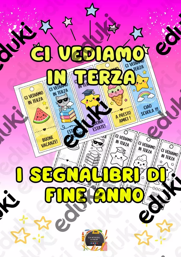 I Segnalibri di Fine Anno: “Ci vediamo in terza!”, a colori e in bianco e nero Materiale di supporto/inclusione - I Segnalibri di Fine Anno: “Ci vediamo in terza!”, a colori e in bianco e nero - La scuola di Oscar - Pagina di copertina