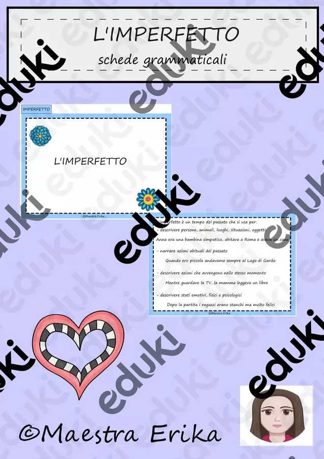 L'imperfetto, schede grammaticali Schede informative - L'imperfetto, schede grammaticali - Maestra Erika - Pagina di copertina