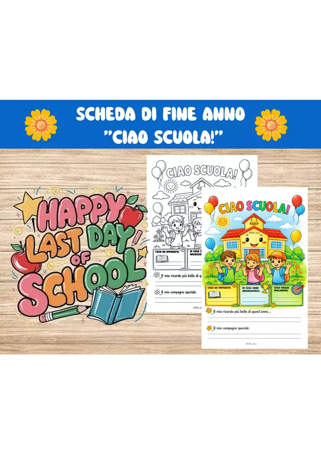 Scheda di fine anno “Ciao Scuola!” Flashcard - Scheda di fine anno “Ciao Scuola!” - Nikki_Giochi - Pagina di copertina