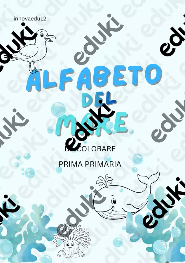 ALFABETO DEL MARE DA COLORARE Materiale di supporto/inclusione - ALFABETO DEL MARE DA COLORARE - Maestra Mony - Pagina di copertina
