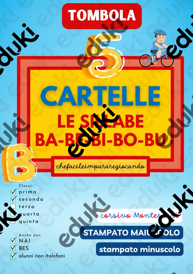 SILLABE – TOMBOLA DELLE SILLABE BA BE BI BO BU Giochi - SILLABE – TOMBOLA DELLE SILLABE BA BE BI BO BU - chefacileimpararegiocando - Pagina di copertina