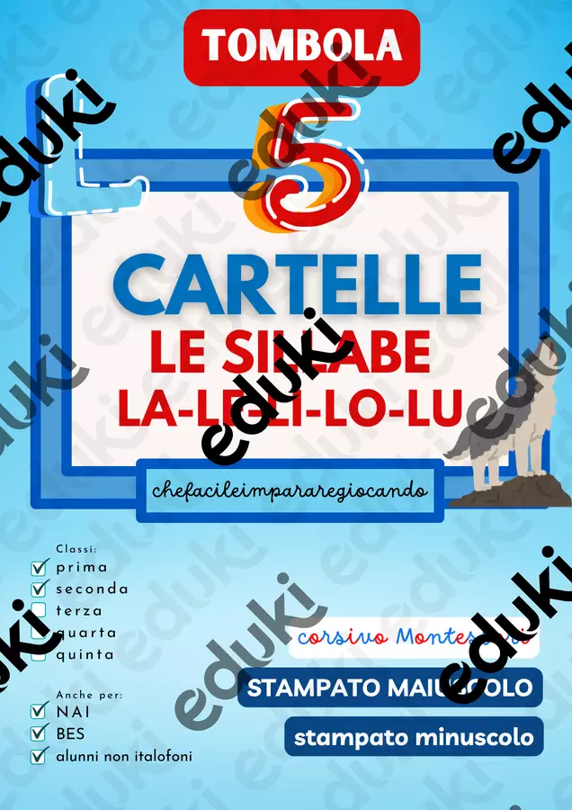 SILLABE LA LE LI LO LU – TOMBOLA PAROLE Giochi - SILLABE LA LE LI LO LU – TOMBOLA PAROLE - chefacileimpararegiocando - Pagina di copertina