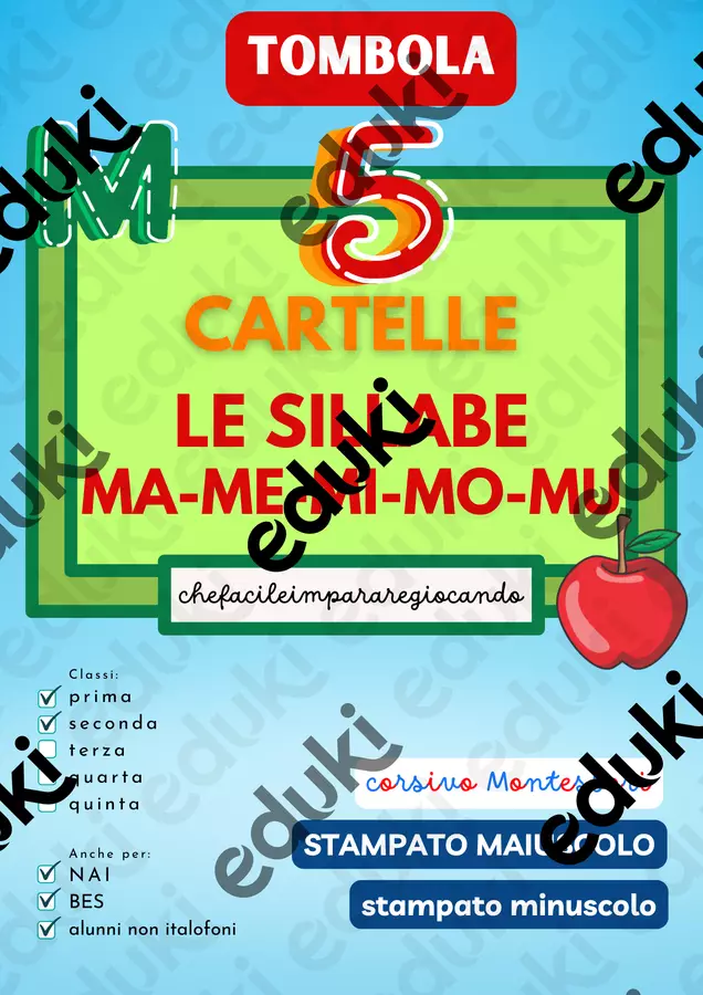 SILLABE MA ME MI MO MU – TOMBOLA PAROLE Giochi - SILLABE MA ME MI MO MU – TOMBOLA PAROLE - chefacileimpararegiocando - Pagina di copertina
