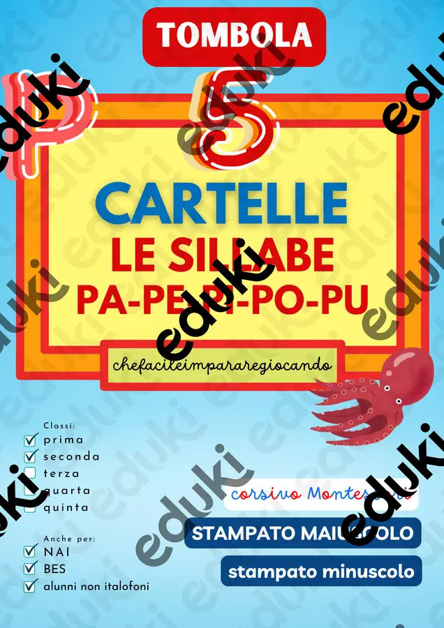 SILLABE PA PE PI PO PU – TOMBOLA PAROLE Giochi - SILLABE PA PE PI PO PU – TOMBOLA PAROLE - chefacileimpararegiocando - Pagina di copertina