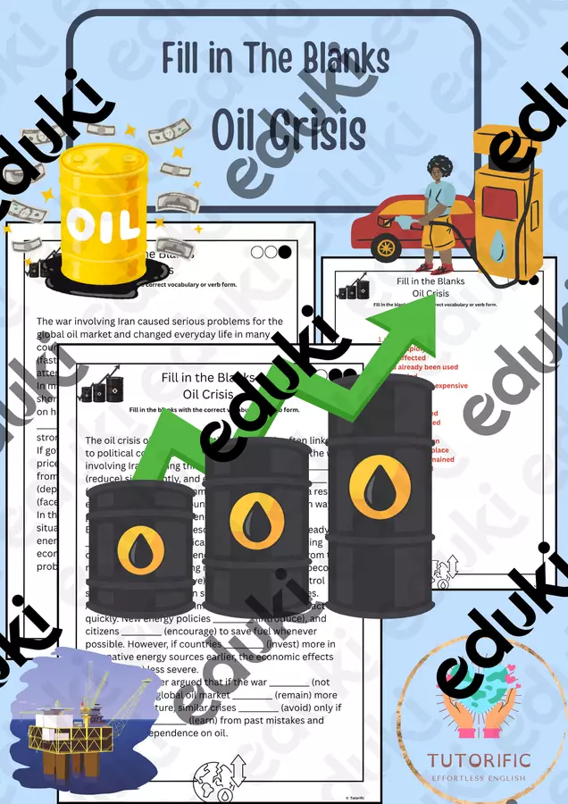 Fill in the Blanks - Oil Crisis Esercizi - Fill in the Blanks - Oil Crisis - Tutorific - Pagina di copertina