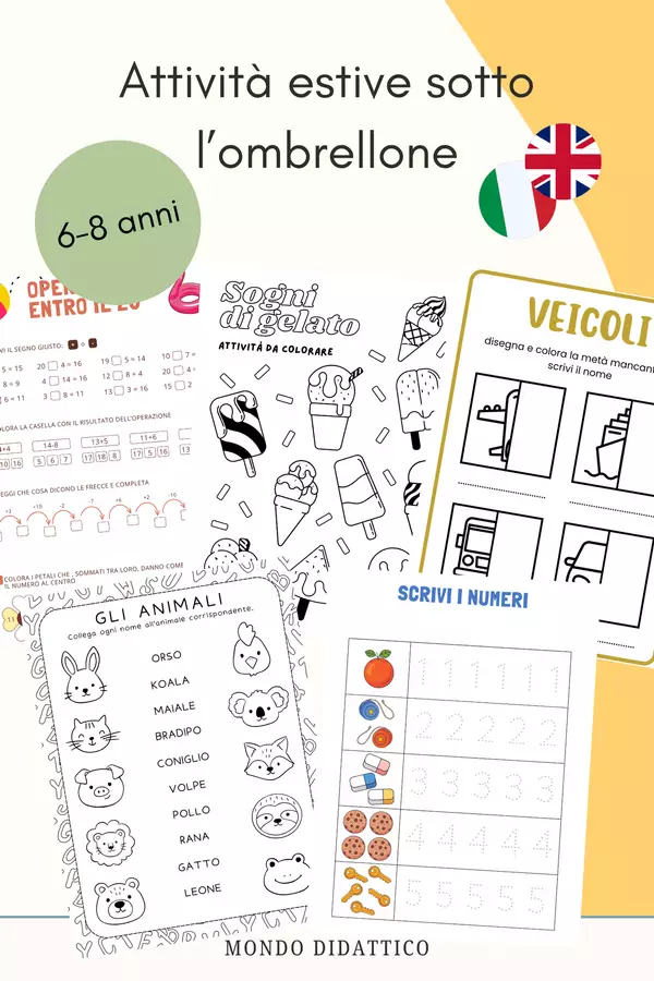Attività Estive: Giochi, Logica, Matematica e inglese Esercizi - Attività Estive: Giochi, Logica, Matematica e inglese - Mondo Didattico - Pagina di copertina