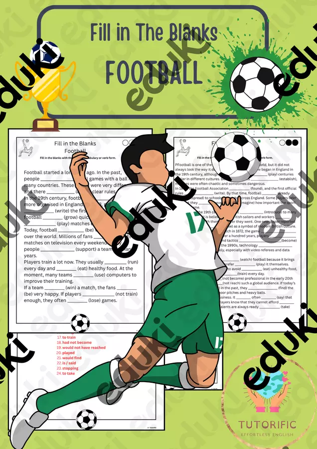 Fill in the Blanks - Football Esercizi - Fill in the Blanks - Football - Tutorific - Pagina di copertina
