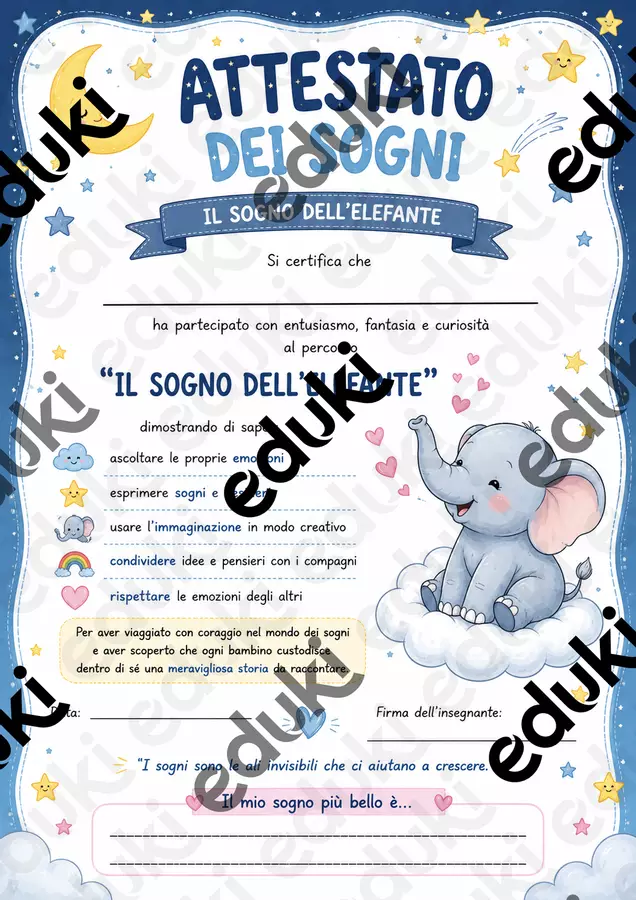 Il sogno di un elefante UdA - Il sogno di un elefante - Maestra Val3 - Pagina di copertina