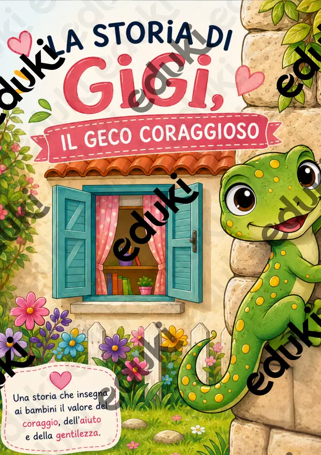 La storia di Gigi, il geco coraggioso Materiale di supporto/inclusione - La storia di Gigi, il geco coraggioso - Teacher Fra Bonny - Pagina di copertina