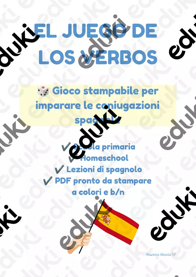 Gioco dei verbi - coniugazioni in spagnolo Giochi - Gioco dei verbi - coniugazioni in spagnolo - Maestra Alessia Print - Pagina di copertina
