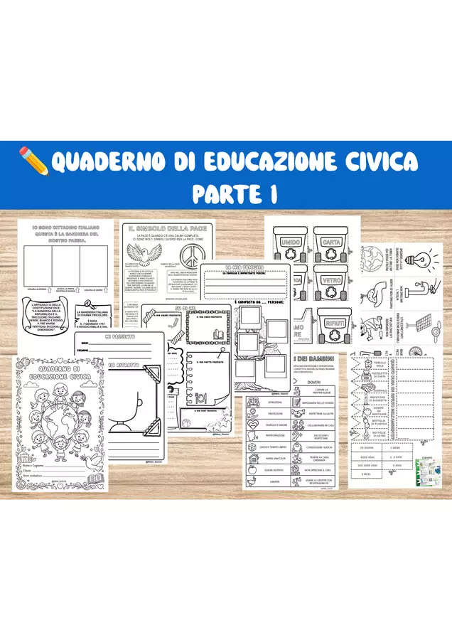 ✏️QUADERNO Di EDUCAZIONE CIVICA PARTE 1 Esercizi - ✏️QUADERNO Di EDUCAZIONE CIVICA PARTE 1 - Nikki_Giochi - Pagina di copertina