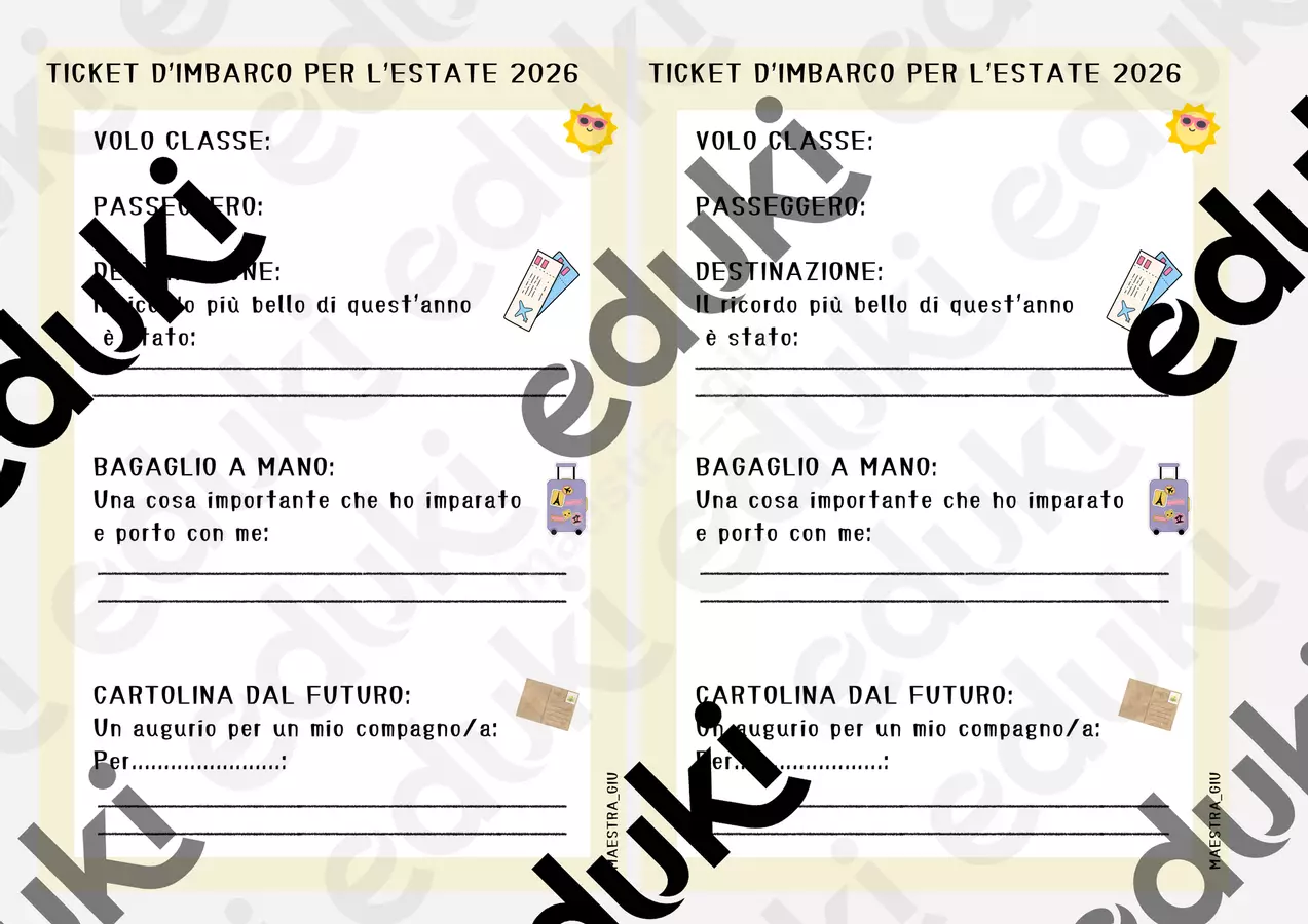 Pronti per l’estate! Ticket più certificato! Materiale di supporto/inclusione - Pronti per l’estate! Ticket più certificato! - Maestra_giu - Pagina di copertina