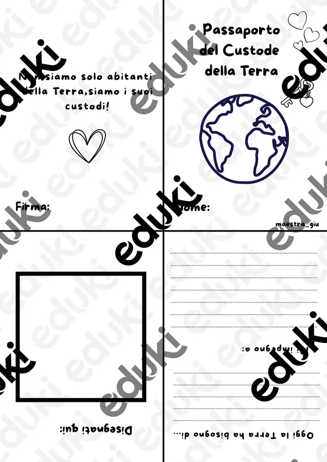Passaporto del Custode della Terra Materiale di supporto/inclusione - Passaporto del Custode della Terra - Maestra_giu - Pagina di copertina