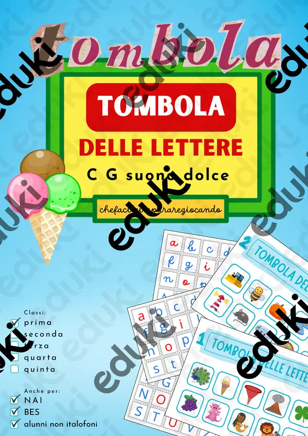 TOMBOLA DELLE LETTERE – IMMAGINE/LETTERA – C G DOLCE Giochi - TOMBOLA DELLE LETTERE – IMMAGINE/LETTERA – C G DOLCE - chefacileimpararegiocando - Pagina di copertina