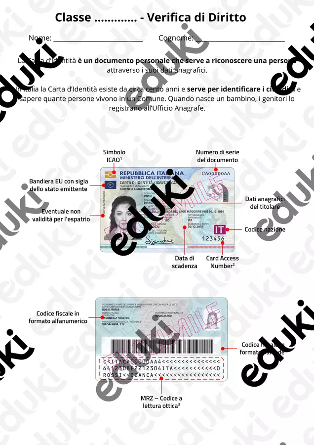 Verifica Diritti e Doveri e su Conoscenza carta di identità Materiale di supporto/inclusione - Verifica Diritti e Doveri e su Conoscenza carta di identità - BrnG - Pagina di copertina