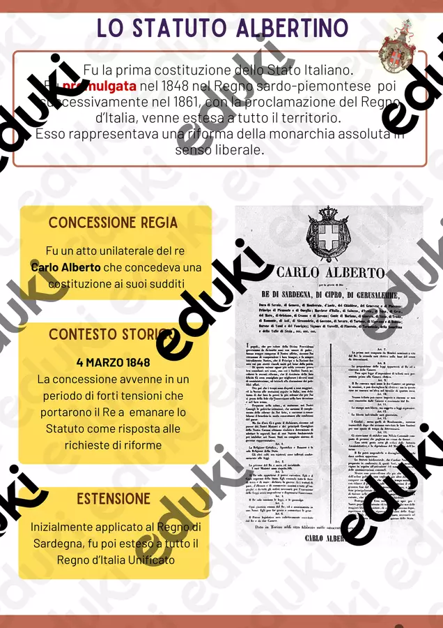 Lo Statuto Albertino vs Costituzione da compilare Esercizi - Lo Statuto Albertino vs Costituzione da compilare - Aran2727 - Pagina di copertina