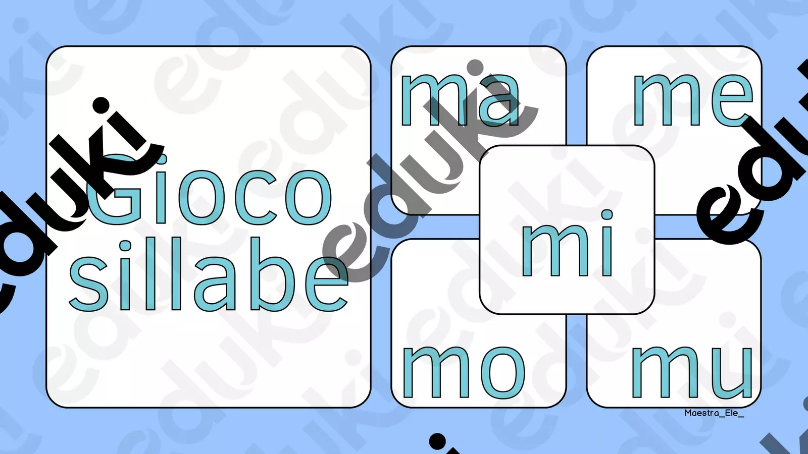 Gioco sillabe ma-me-mi-mo-mu in stampato minuscolo Flashcard - Gioco sillabe ma-me-mi-mo-mu in stampato minuscolo - Maestra_Ele_ - Pagina di copertina