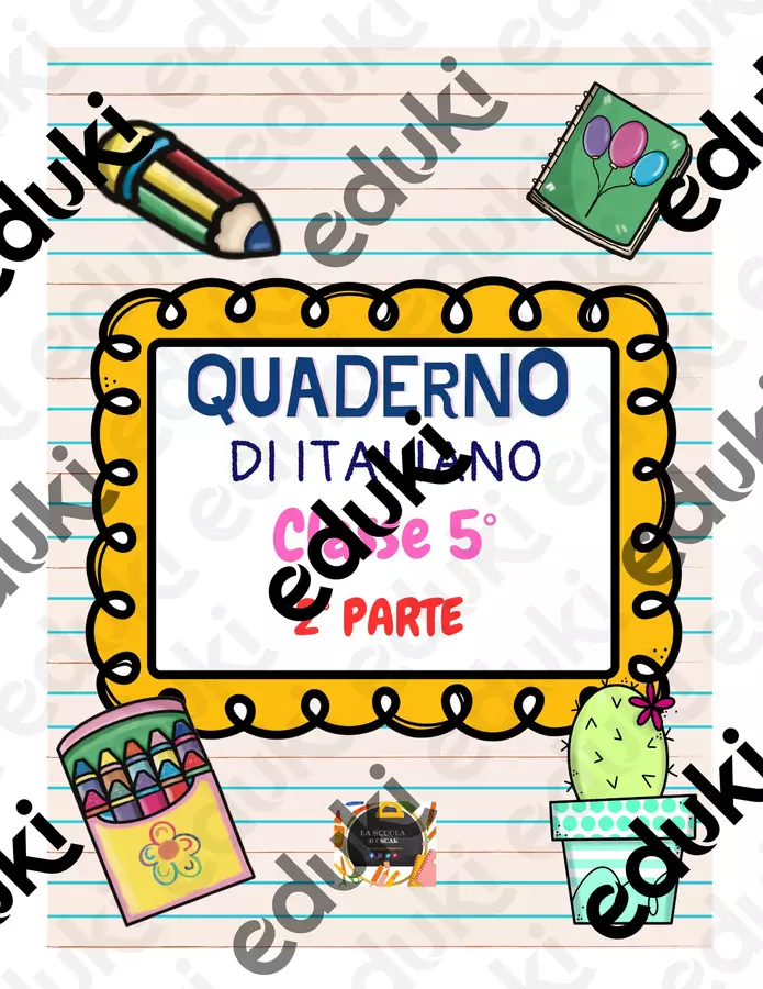 QUADERNO DI ITALIANO V con esercizi e schede – 2° PARTE – Esercizi - QUADERNO DI ITALIANO V con esercizi e schede – 2° PARTE – - La scuola di Oscar - Pagina di copertina