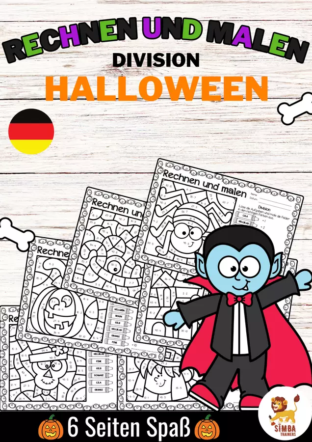 Rechen-Mal-Blätter - Division (Halloween) Divisione Matematica Tedesco Esercizi - Rechen-Mal-Blätter - Division (Halloween) Divisione Matematica Tedesco - SIMBA Trainers Education - Pagina di copertina