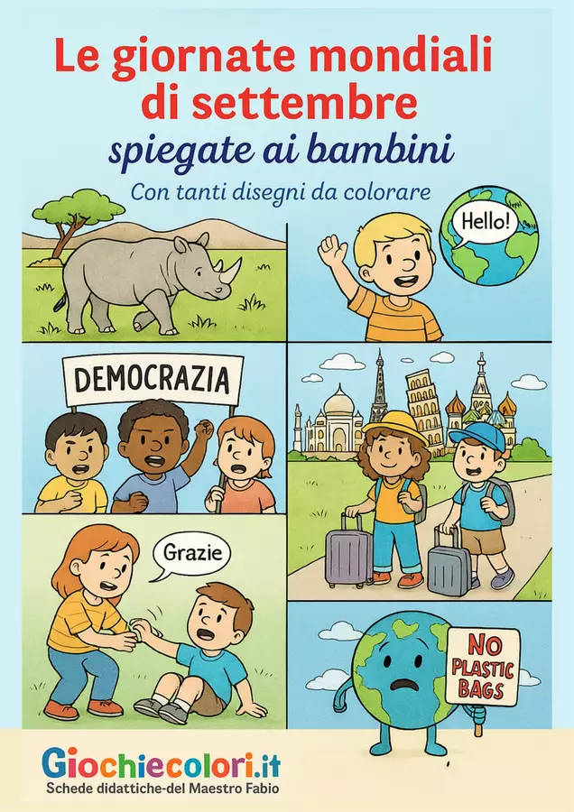 Le giornate mondiali di settembre - pdf di 45 pagine Altro tipo di materiale - Le giornate mondiali di settembre - pdf di 45 pagine - Maestro Fabio Giochiecolori - Pagina di copertina
