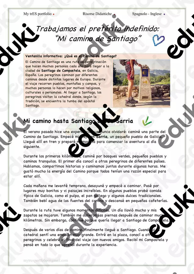 Camino de Santiago: comprensión lectora Esercizi - Camino de Santiago: comprensión lectora - Profe Anto - myTRes - Pagina di copertina