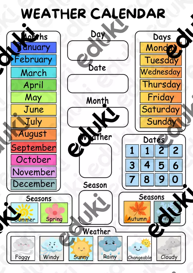 CLASS WEATHER CALENDAR Materiale di supporto/inclusione - CLASS WEATHER CALENDAR - Teacher Martina - Pagina di copertina