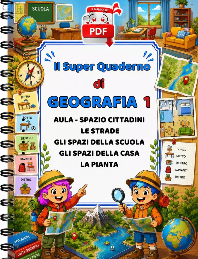 SUPER QUADERNO DI GEOGRAFIA 1 - Orientamento negli spazi Esercizi - SUPER QUADERNO DI GEOGRAFIA 1 - Orientamento negli spazi - La Fabbrica dei PDF - Pagina di copertina