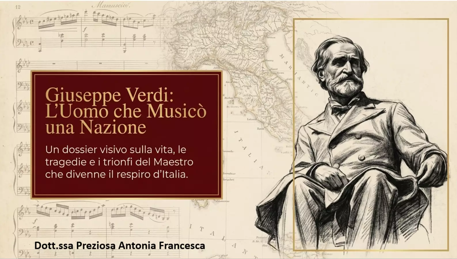 Giuseppe Verdi: vita, opere e Risorgimento italiano – Lezione interattiva con ascolti e quiz Presentazioni / Lavagne - Giuseppe Verdi: vita, opere e Risorgimento italiano – Lezione interattiva con ascolti e quiz - Dottssa Preziosa A. F. - Pagina di copertina