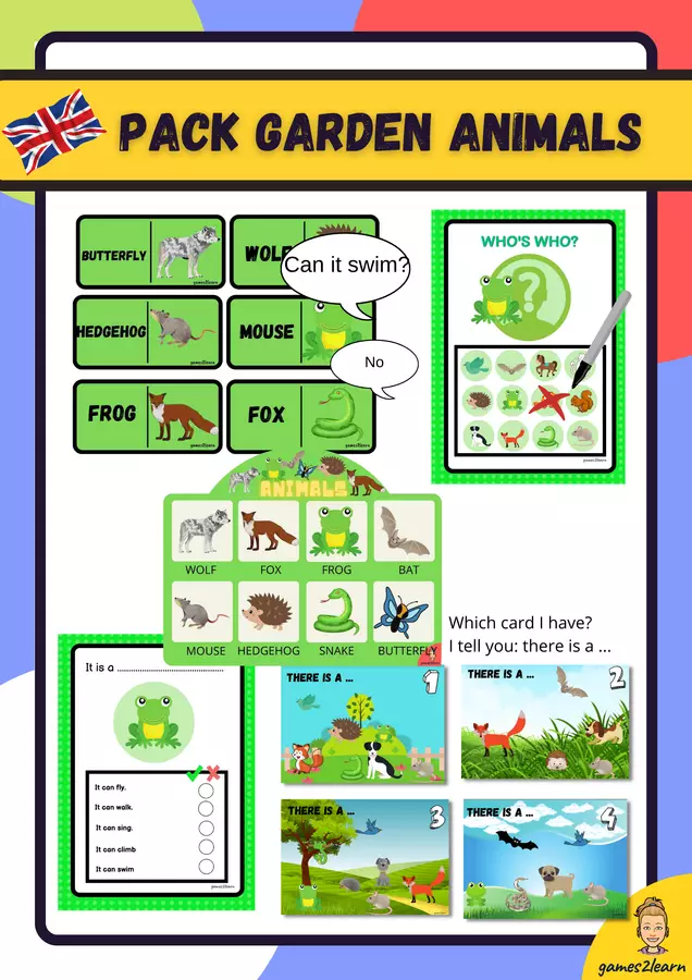 Raccolta di materiali: Pack garden animals Esercizi - Raccolta di materiali: Pack garden animals - games2learn - Pagina di copertina