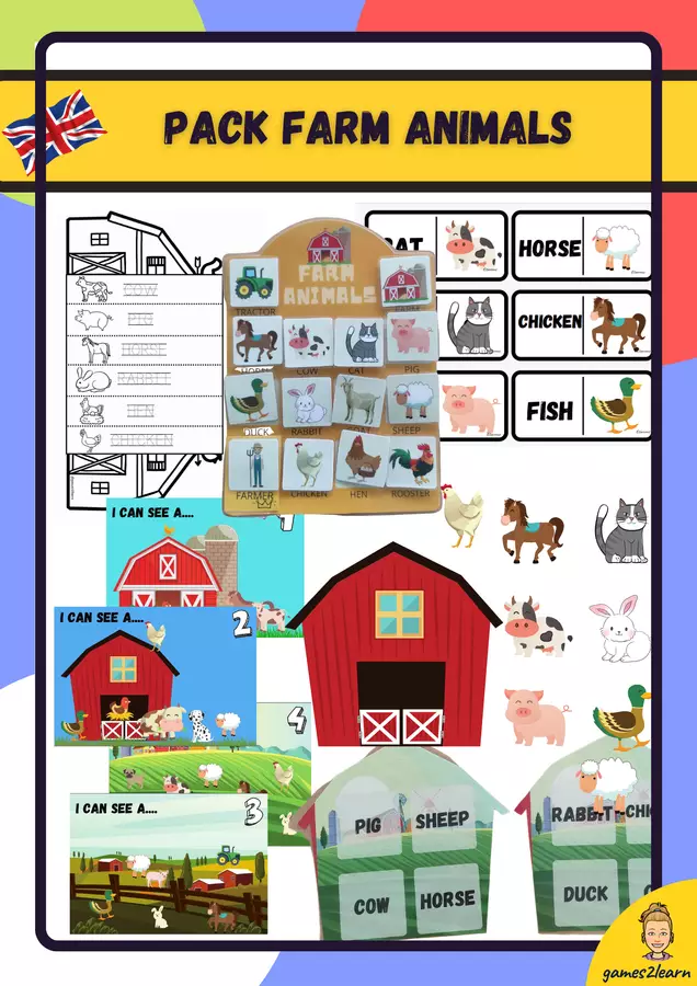 Raccolta di materiali: Pack Farm Animals Esercizi - Raccolta di materiali: Pack Farm Animals - games2learn - Pagina di copertina
