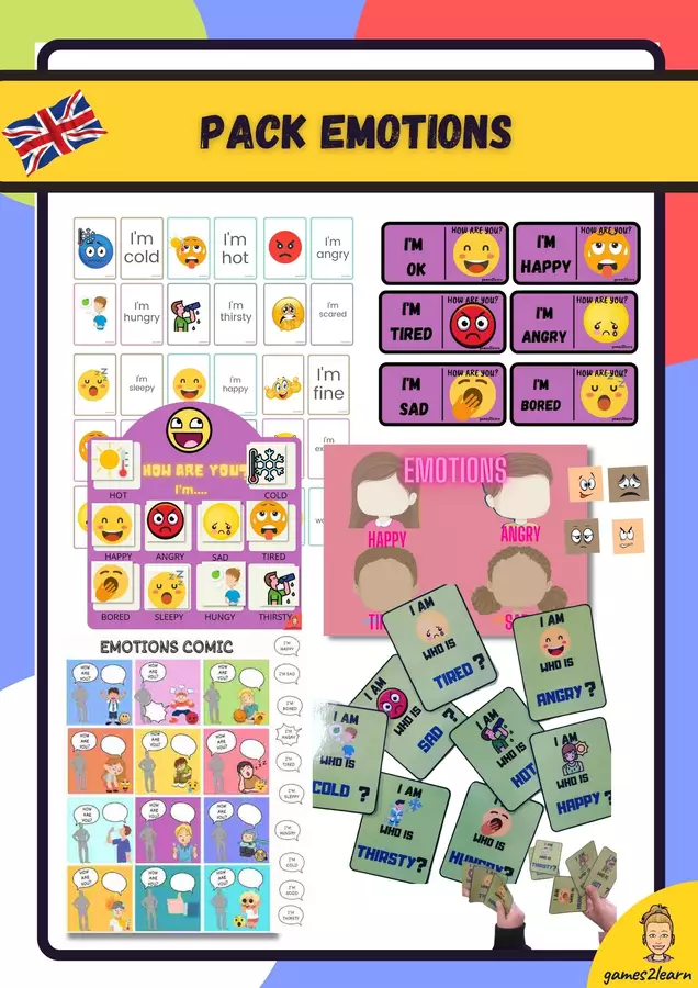 Raccolta di materiali: Pack emotions and feelings Esercizi - Raccolta di materiali: Pack emotions and feelings - games2learn - Pagina di copertina