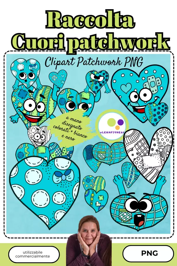 Raccolta: Cliparts Cuori in Patchwork - Stile | Uso commerciale Flashcard - Raccolta: Cliparts Cuori in Patchwork - Stile | Uso commerciale - Lernfitness - Pagina di copertina