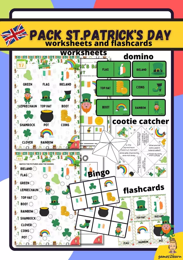 Raccolta di materiali: Saint Patrick's day in inglese Esercizi - Raccolta di materiali: Saint Patrick's day in inglese - games2learn - Pagina di copertina