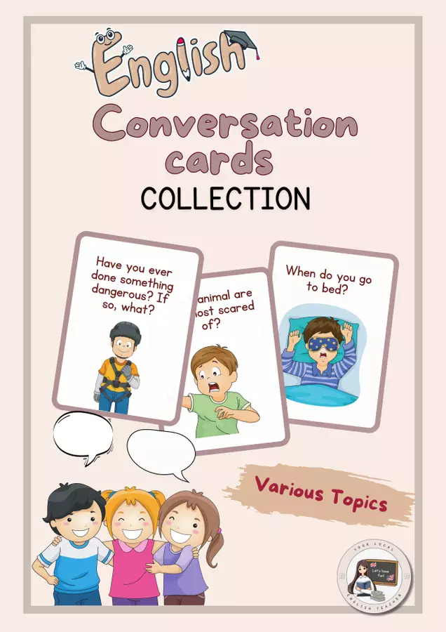 CONVERSATION CARDS COLLECTION - MULTIPLE TOPICS Flashcard - CONVERSATION CARDS COLLECTION - MULTIPLE TOPICS - Your Local English Teacher - Pagina di copertina