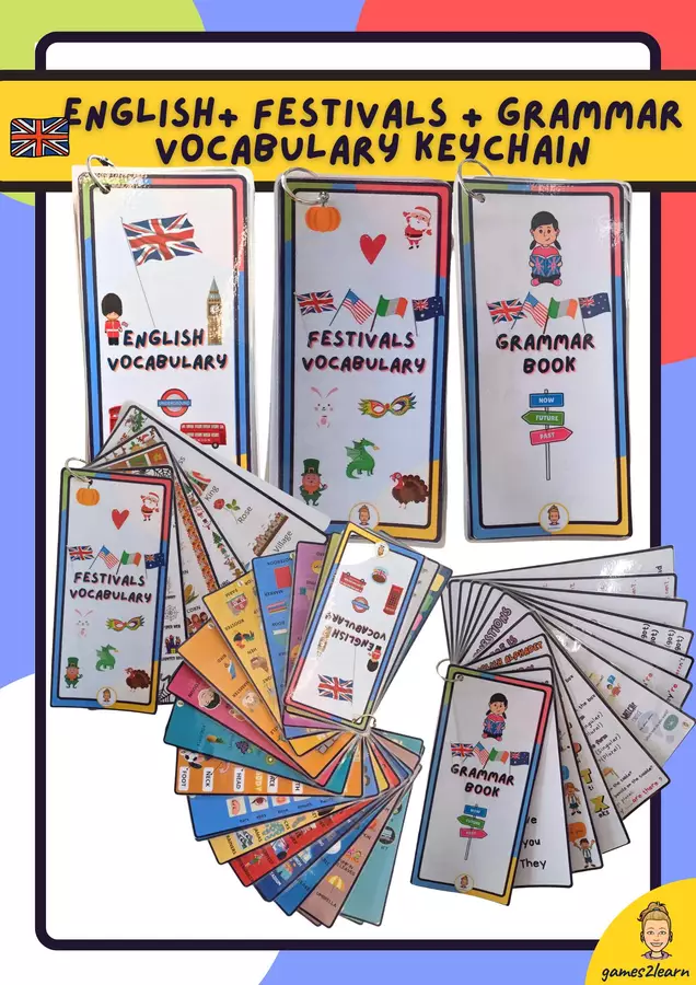 Pack Vocabulary +grammar +Festivals keychain Flashcard - Pack Vocabulary +grammar +Festivals keychain - games2learn - Pagina di copertina