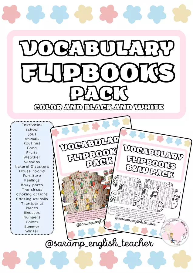 PACCHETTO COMPLETO DI LIBRETTI VOCABOLARIO (COLORATI E IN BIANCO E NERO) Materiale per pittura e bricolage - PACCHETTO COMPLETO DI LIBRETTI VOCABOLARIO (COLORATI E IN BIANCO E NERO) - saramp_english_teacher - Pagina di copertina