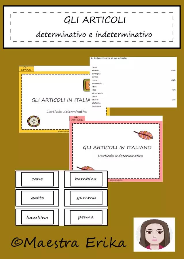 GLI ARTICOLI raccolta di materiale Esercizi - GLI ARTICOLI raccolta di materiale - Maestra Erika - Pagina di copertina