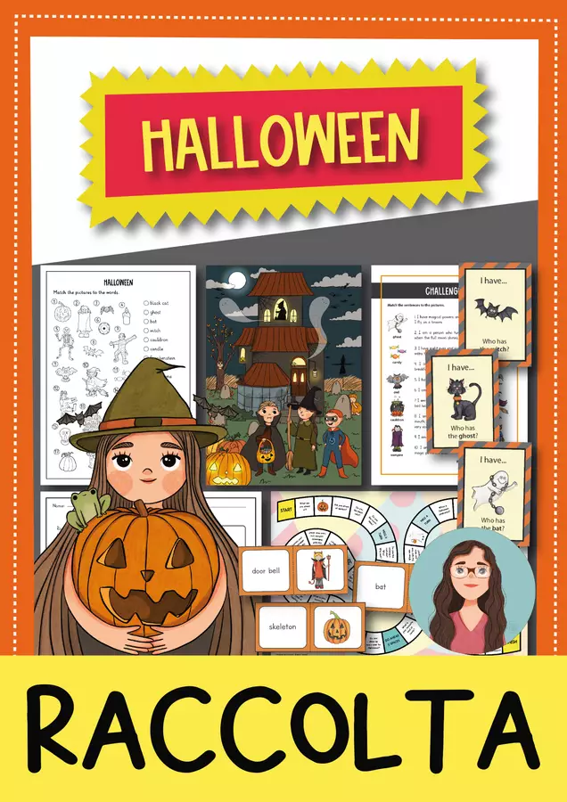 Halloween Inglese Mega Pacchetto – 35 Materiali: Schede Didattiche, Escape Room, Giochi e Lavoretti Esercizi - Halloween Inglese Mega Pacchetto – 35 Materiali: Schede Didattiche, Escape Room, Giochi e Lavoretti - Brighter Day Classroom - Pagina di copertina